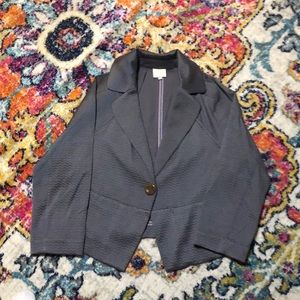 Coquille Anthropologie Dark Gray Chevron Crop Button Blazer